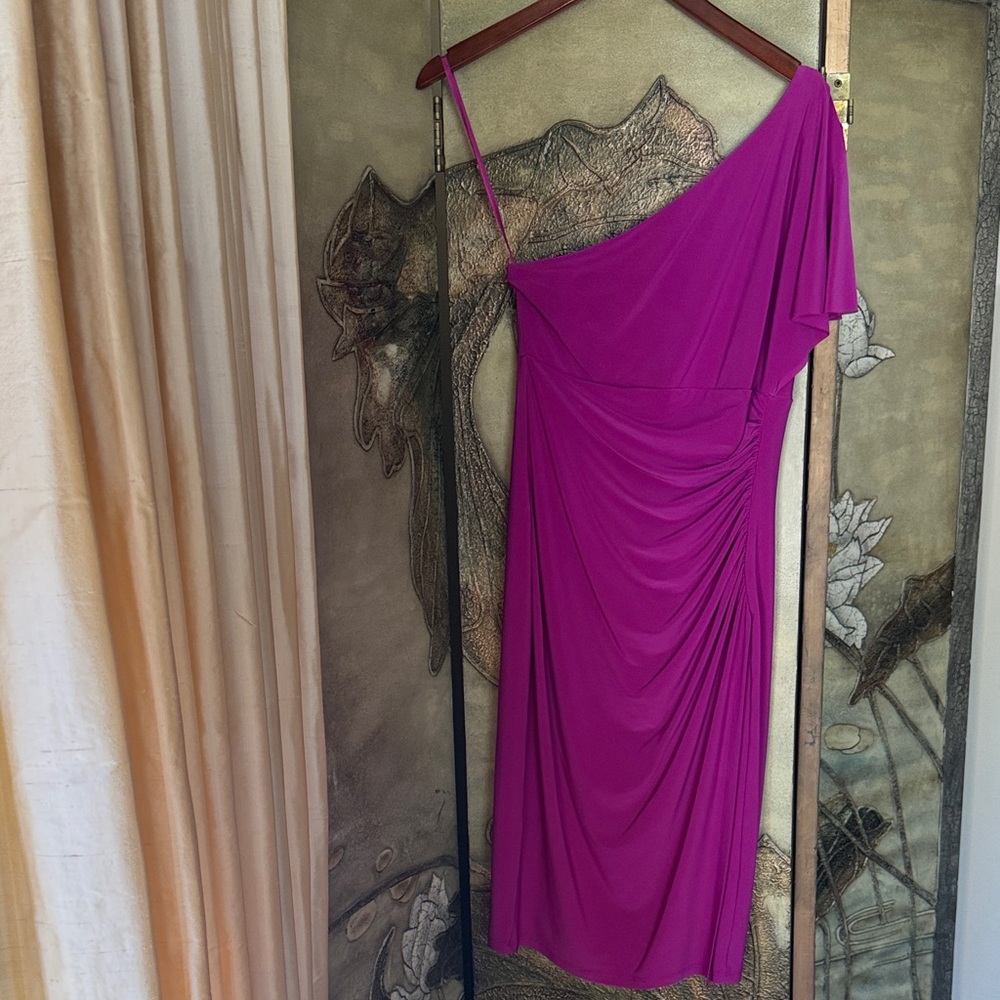 Lauren Ralph Lauren One-Shoulder Fuchsia Dress